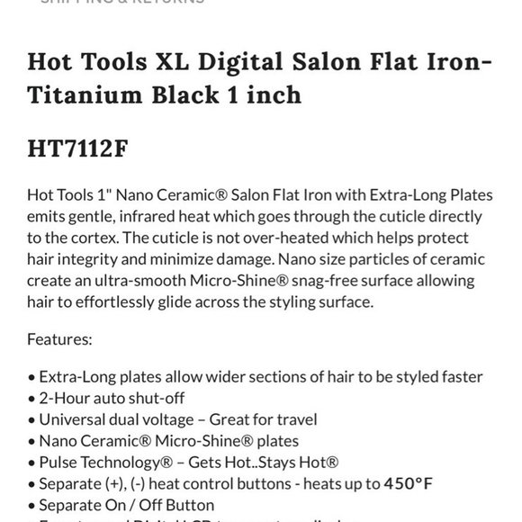 HOT TOOLS STRAIGHTENER - Picture 4 of 4